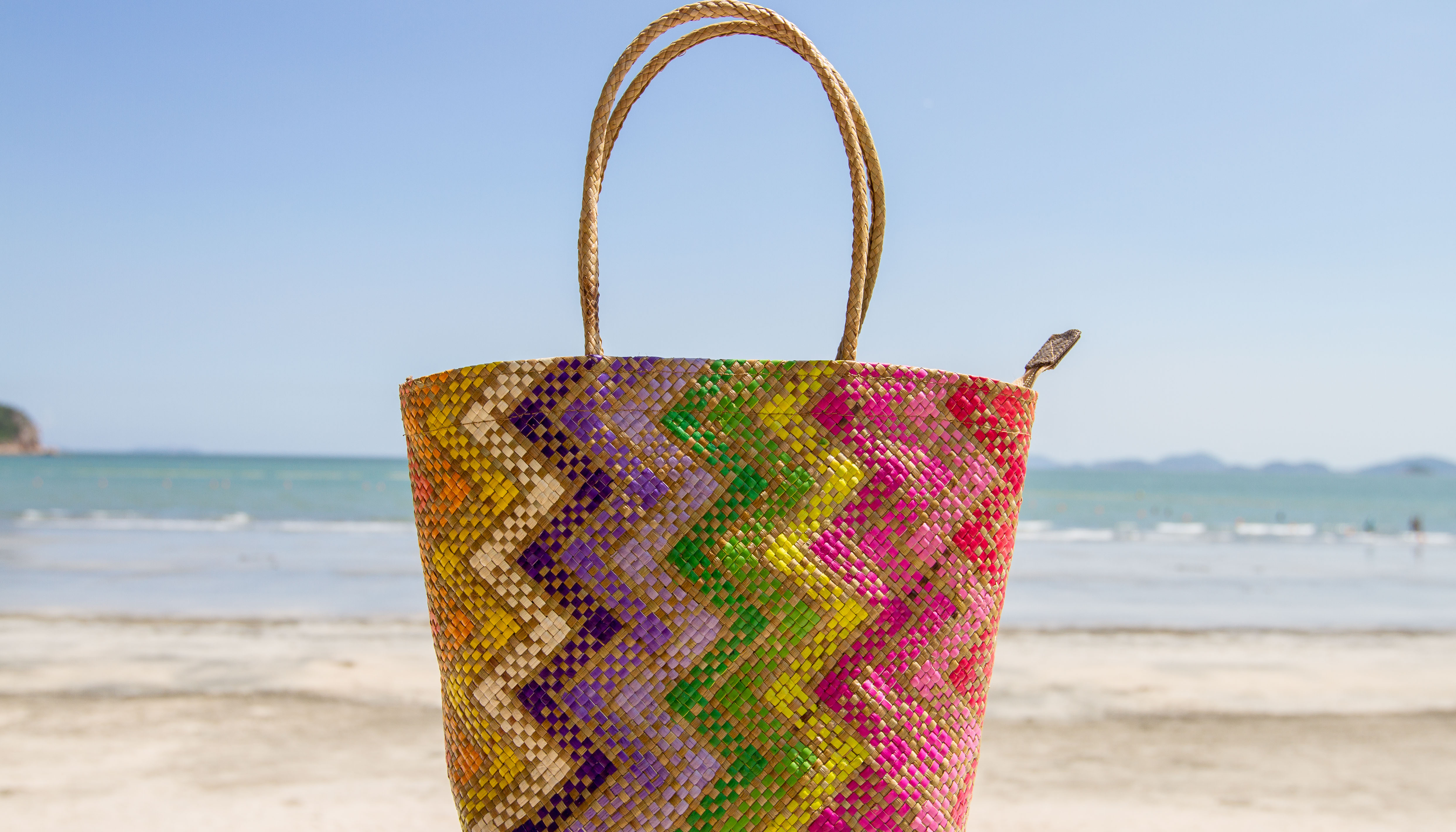 David Roden Medium Woven Abaca Rainbow Bag 2