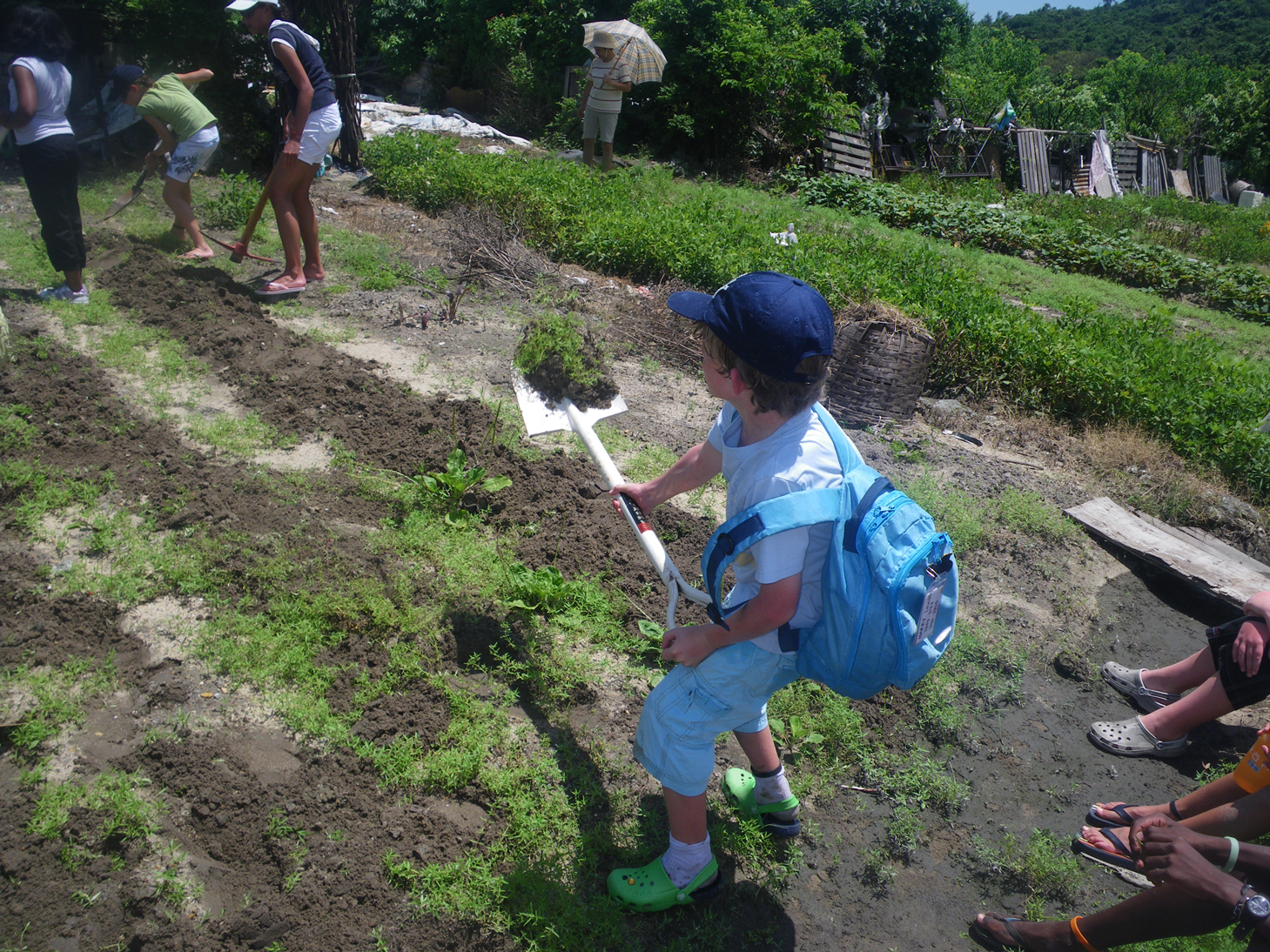 Shovelling garden